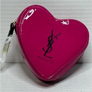 YSL Beauty Heart Shape Makeup Pouch with Mirror New